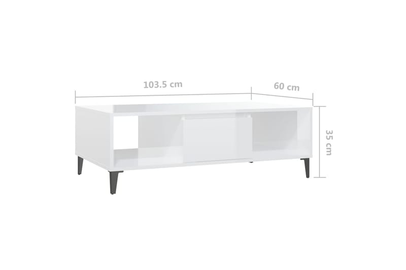 Salongbord høyglans hvit 103,5x60x35 cm sponplate - Hvit - Sofabord