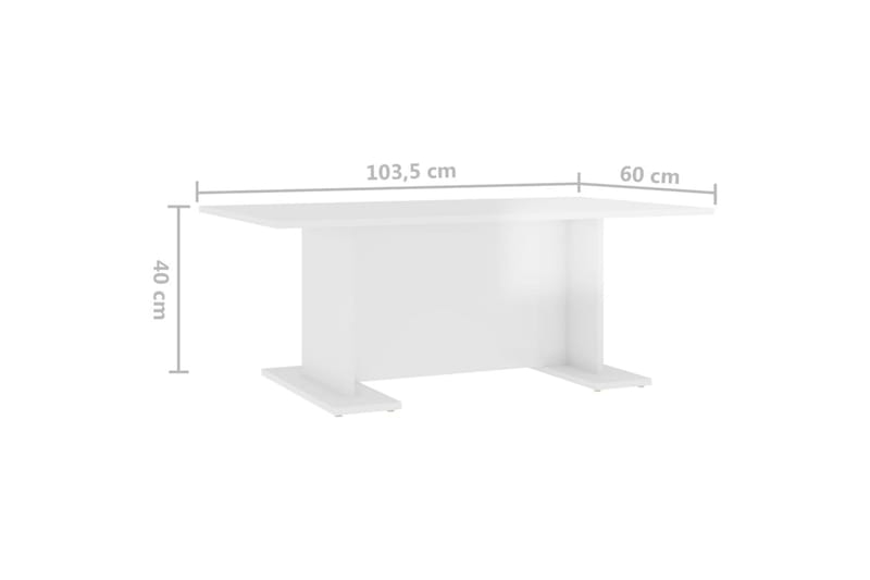 Salongbord høyglans hvit 103,5x60x40 cm sponplate - Hvit - Sofabord