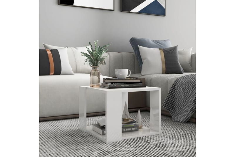 Salongbord høyglans hvit 40x40x30 cm sponplate - Hvit - Møbler - Bord - Sofabord