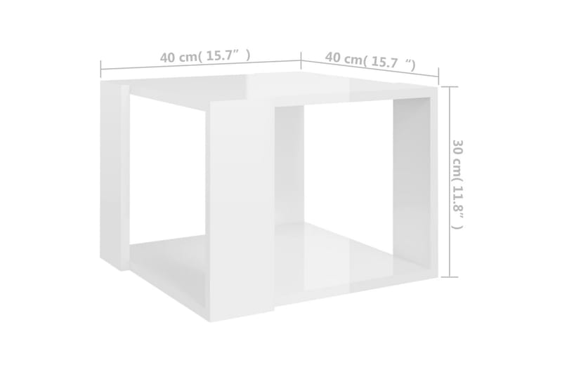 Salongbord høyglans hvit 40x40x30 cm sponplate - Hvit - Sofabord