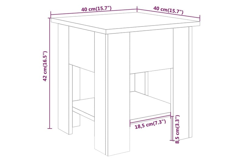 Salongbord høyglans hvit 40x40x42 cm konstruert tre - Hvit - Møbler - Bord - Sofabord