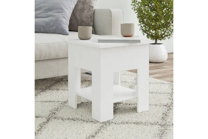 Salongbord høyglans hvit 40x40x42 cm konstruert tre - Hvit - Møbler - Bord - Sofabord