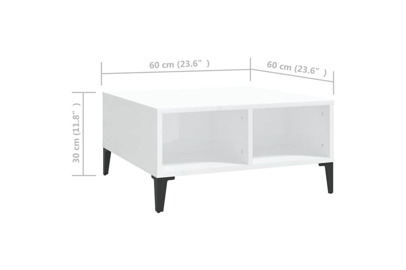 Salongbord høyglans hvit 60x60x30 cm sponplate - Hvit - Møbler - Bord - Sofabord