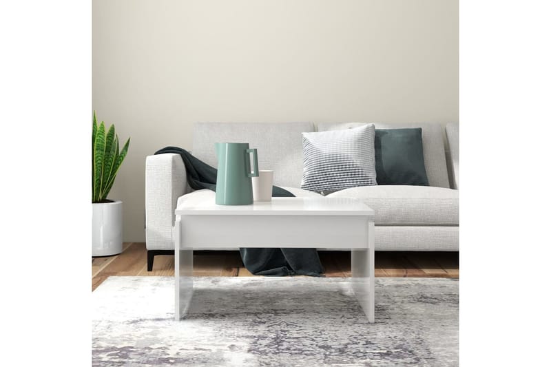 Salongbord høyglans hvit 68x50x38 cm sponplate - Hvit - Møbler - Bord - Sofabord
