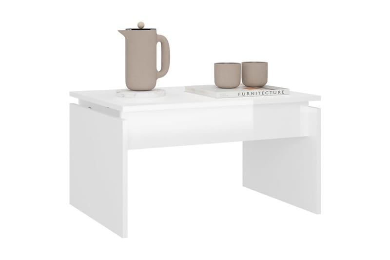 Salongbord høyglans hvit 68x50x38 cm sponplate - Hvit - Møbler - Bord - Sofabord