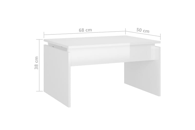 Salongbord høyglans hvit 68x50x38 cm sponplate - Hvit - Møbler - Bord - Sofabord
