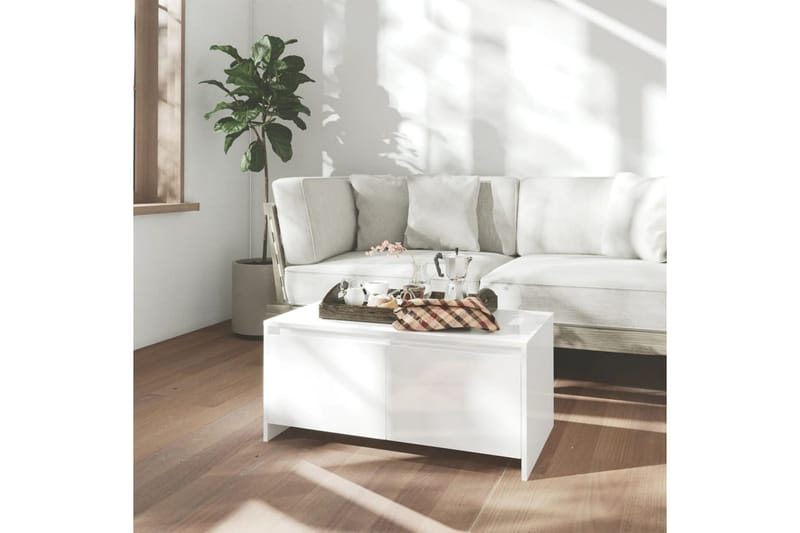Salongbord høyglans hvit 90x50x41,5 cm sponplate - Hvit - Møbler - Bord - Sofabord