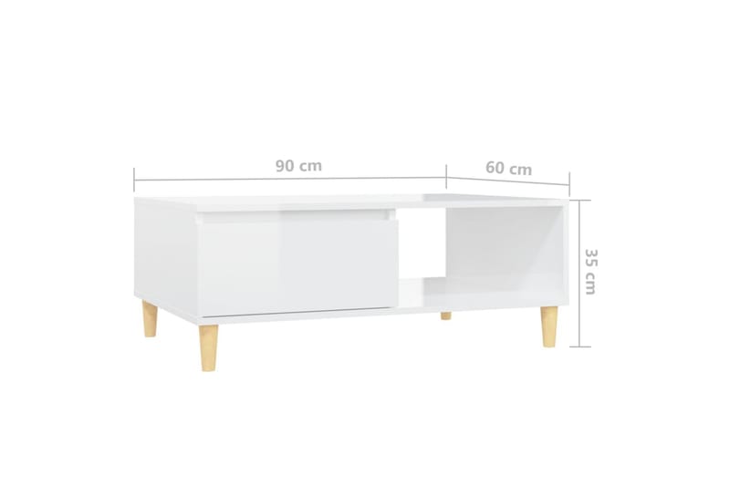 Salongbord høyglans hvit 90x60x35 cm sponplate - Hvit - Møbler - Bord - Sofabord