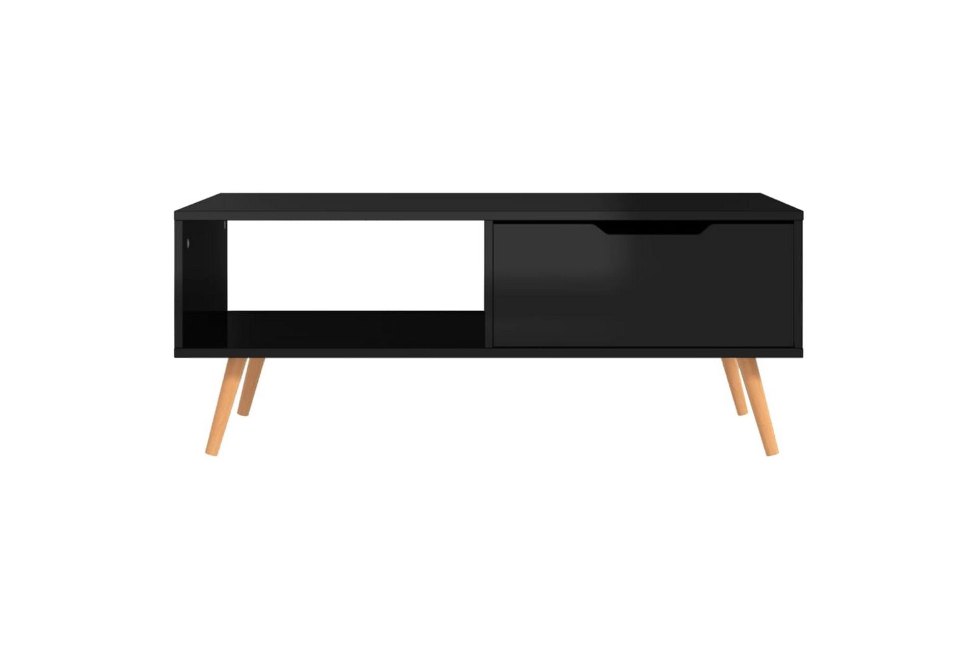 Salongbord høyglans svart 100x49,5x43 cm sponplate - Svart - Møbler - Bord - Sofabord