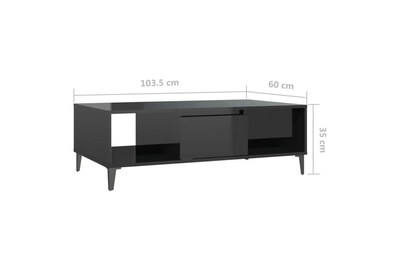 Salongbord høyglans svart 103,5x60x35 cm sponplate - Svart - Møbler - Bord - Sofabord