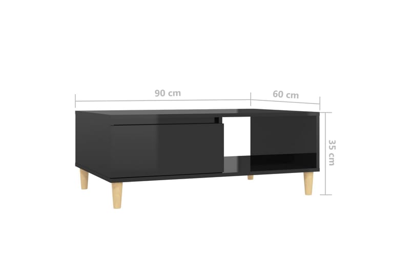 Salongbord høyglans svart 90x60x35 cm sponplate - Svart - Sofabord