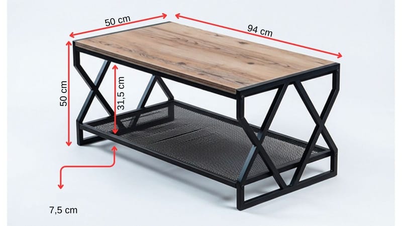 Salongbord Hanah Home Drak (94 x 50 x 50 cm) Atlantisk furu svart - Møbler - Bord - Sofabord