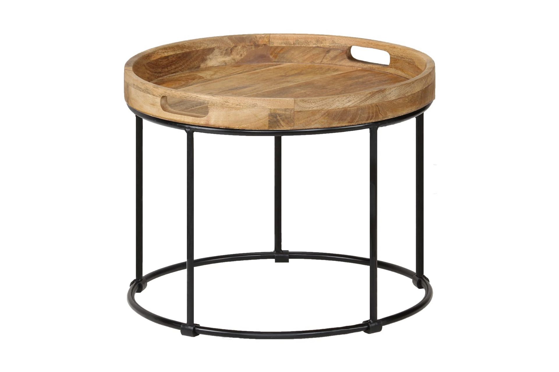 Salongbord heltre mango og stål 50x40 cm - Møbler - Bord - Sofabord