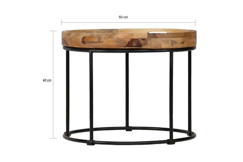 Salongbord heltre mango og stål 50x40 cm - Møbler - Bord - Sofabord