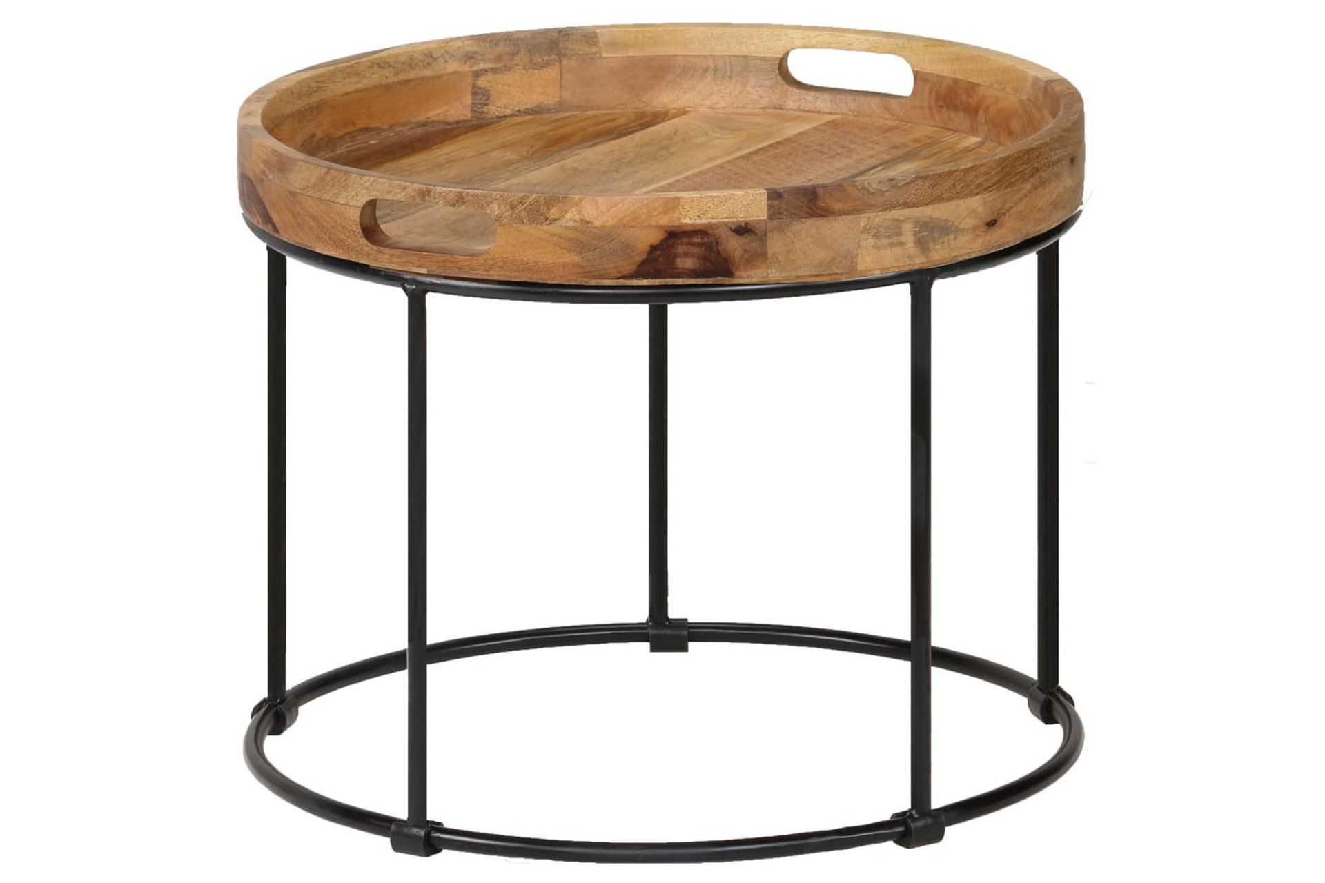 Salongbord heltre mango og stål 50x40 cm - Møbler - Bord - Sofabord
