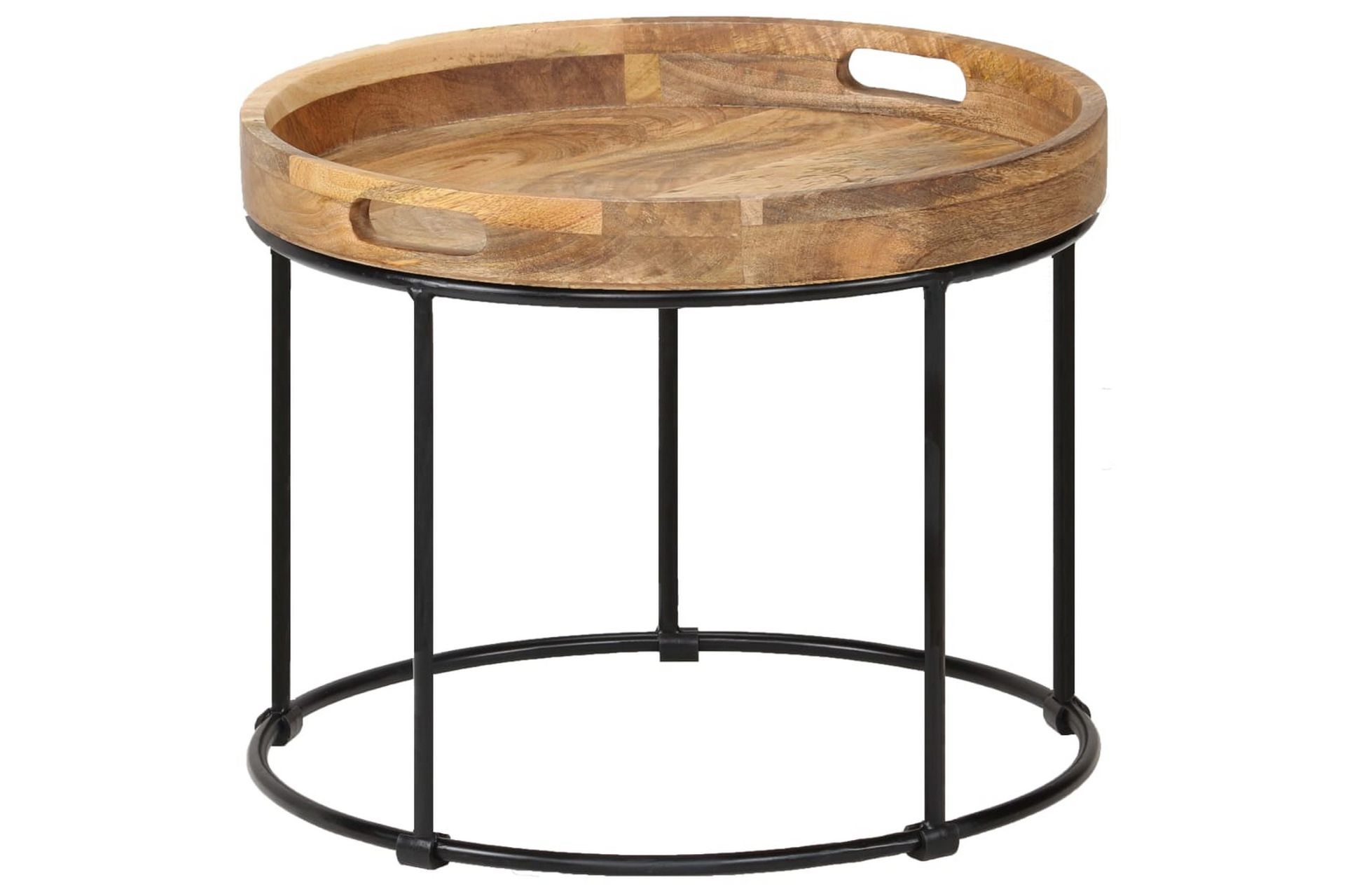 Salongbord heltre mango og stål 50x40 cm - Møbler - Bord - Sofabord