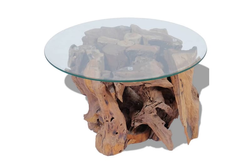 Salongbord heltre teak drivved 60 cm - Glass/Teak - Møbler - Bord - Sofabord