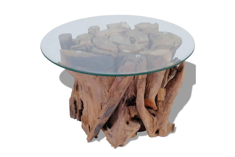 Salongbord heltre teak drivved 60 cm - Glass/Teak - Møbler - Bord - Sofabord