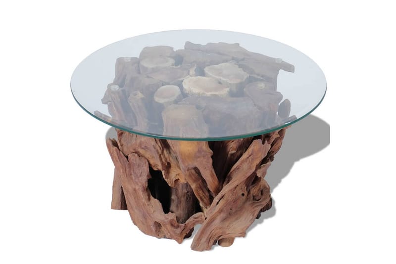 Salongbord heltre teak drivved 60 cm - Glass/Teak - Møbler - Bord - Sofabord