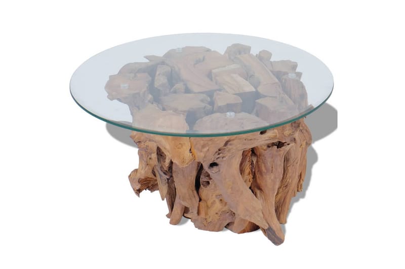 Salongbord heltre teak drivved 60 cm - Glass/Teak - Møbler - Bord - Sofabord