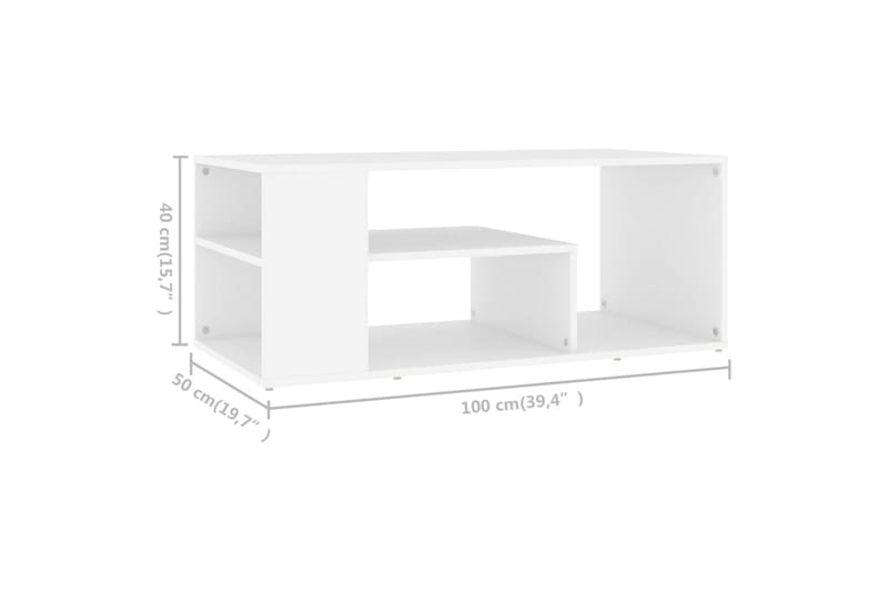 Salongbord hvit 100x50x40 cm sponplate - Hvit - Møbler - Bord - Sofabord