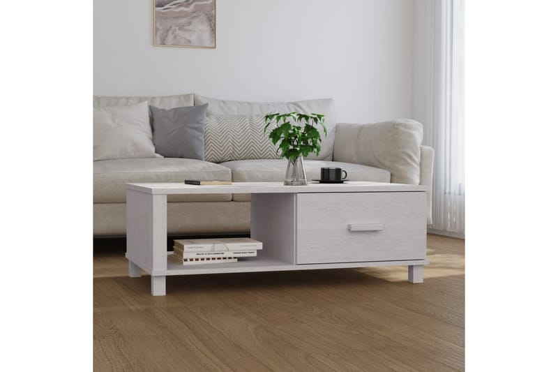 Salongbord hvit 100x55x35 cm heltre furu - Hvit - Møbler - Bord - Sofabord