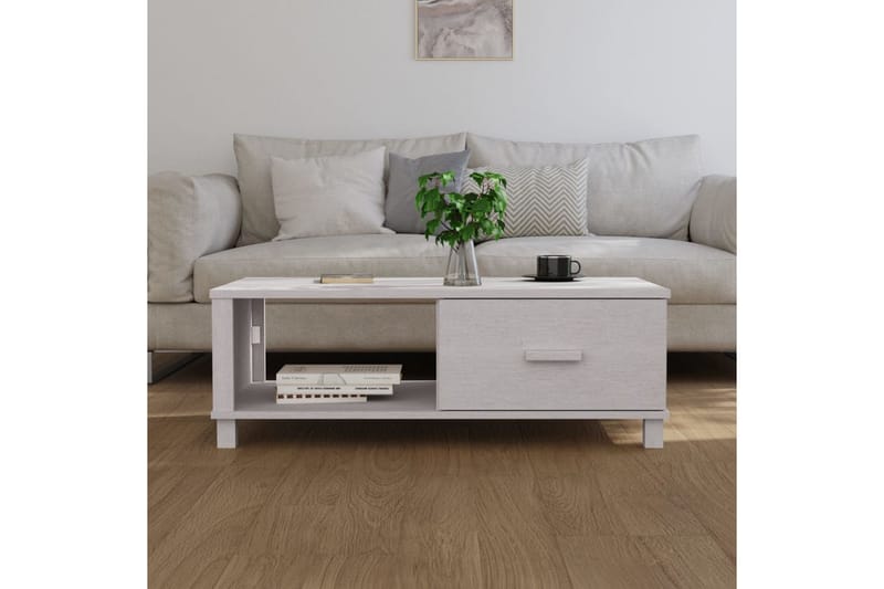 Salongbord hvit 100x55x35 cm heltre furu - Hvit - Møbler - Bord - Sofabord