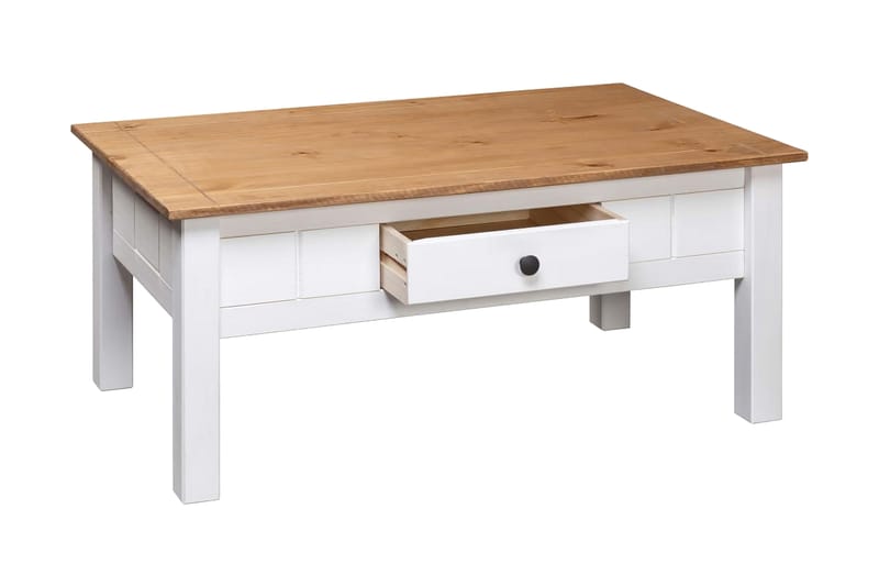 Salongbord hvit 100x60x45 cm heltre furu Panama Range - Hvit - Møbler - Bord - Sofabord