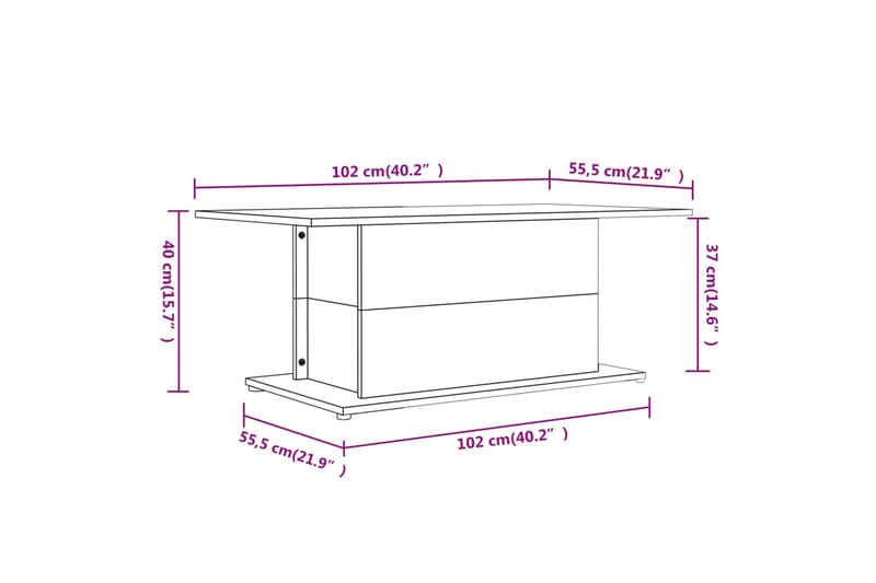 Salongbord hvit 102x55,5x40 cm sponplate - Hvit - Møbler - Bord - Sofabord