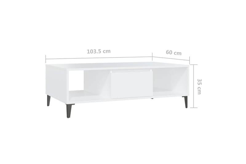 Salongbord hvit 103,5x60x35 cm sponplate - Hvit - Sofabord