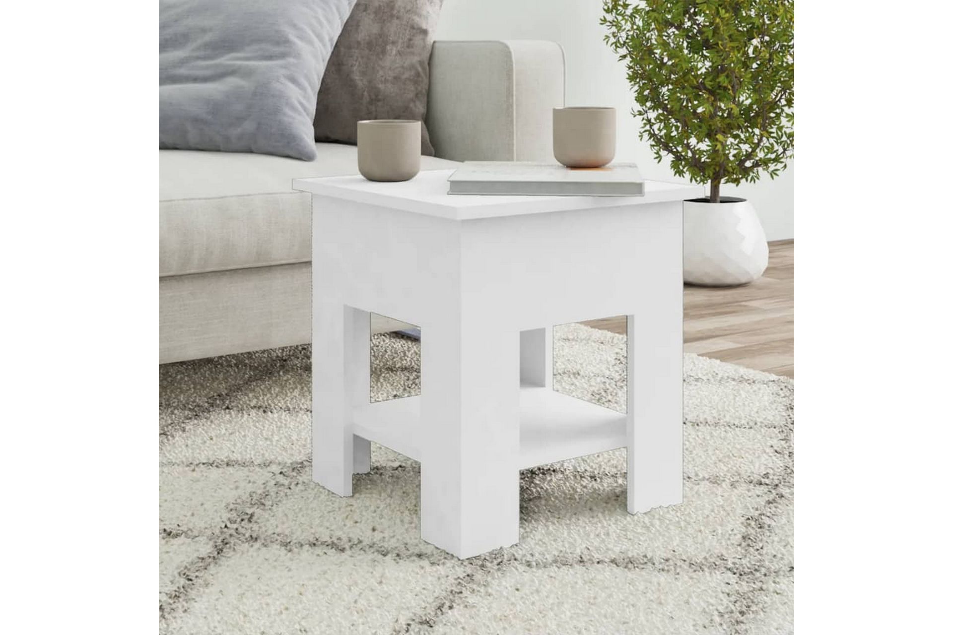 Salongbord hvit 40x40x42 cm konstruert tre - Hvit - Møbler - Bord - Sofabord