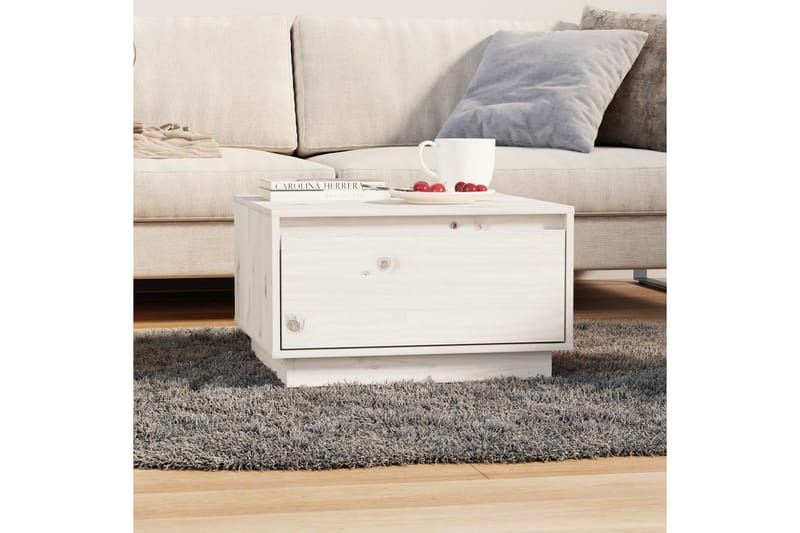 Salongbord hvit 55x56x32 cm heltre furu - Hvit - Møbler - Bord - Sofabord