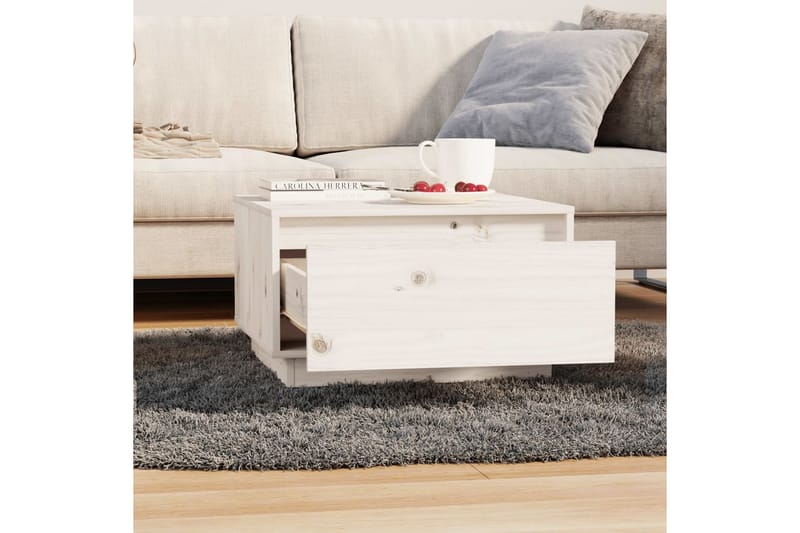 Salongbord hvit 55x56x32 cm heltre furu - Hvit - Møbler - Bord - Sofabord