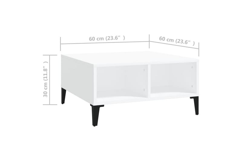 Salongbord hvit 60x60x30 cm sponplate - Hvit - Sofabord