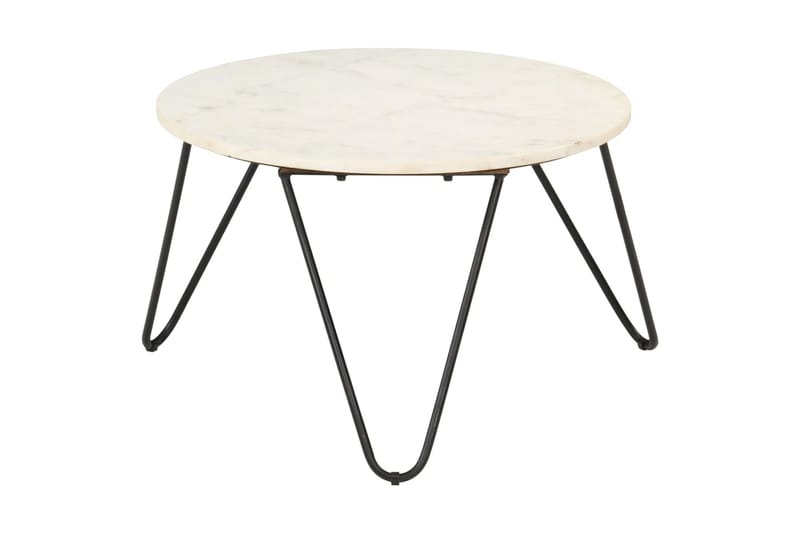 Salongbord hvit 65x65x42 cm ekte stein med marmorstruktur - Møbler - Bord - Sofabord