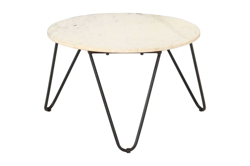 Salongbord hvit 65x65x42 cm ekte stein med marmorstruktur - Møbler - Bord - Sofabord