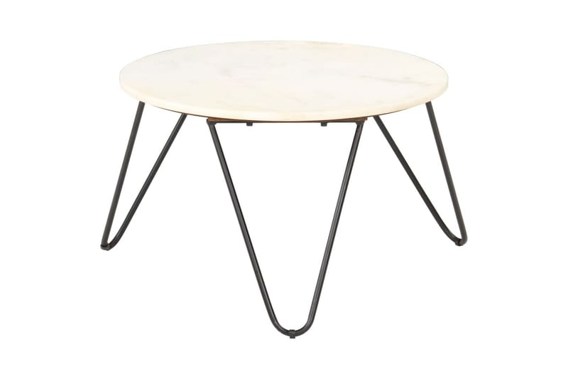 Salongbord hvit 65x65x42 cm ekte stein med marmorstruktur - Møbler - Bord - Sofabord