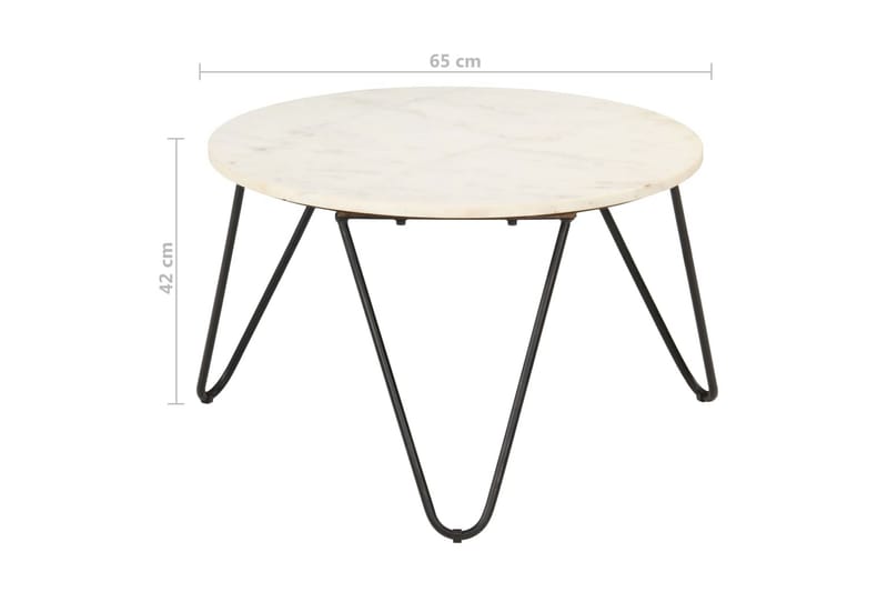 Salongbord hvit 65x65x42 cm ekte stein med marmorstruktur - Møbler - Bord - Sofabord
