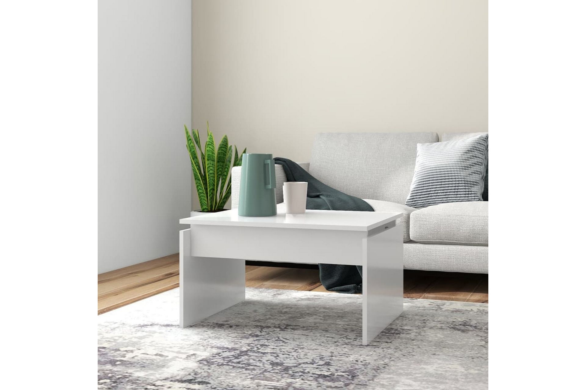 Salongbord hvit 68x50x38 cm sponplate - Hvit - Møbler - Bord - Sofabord