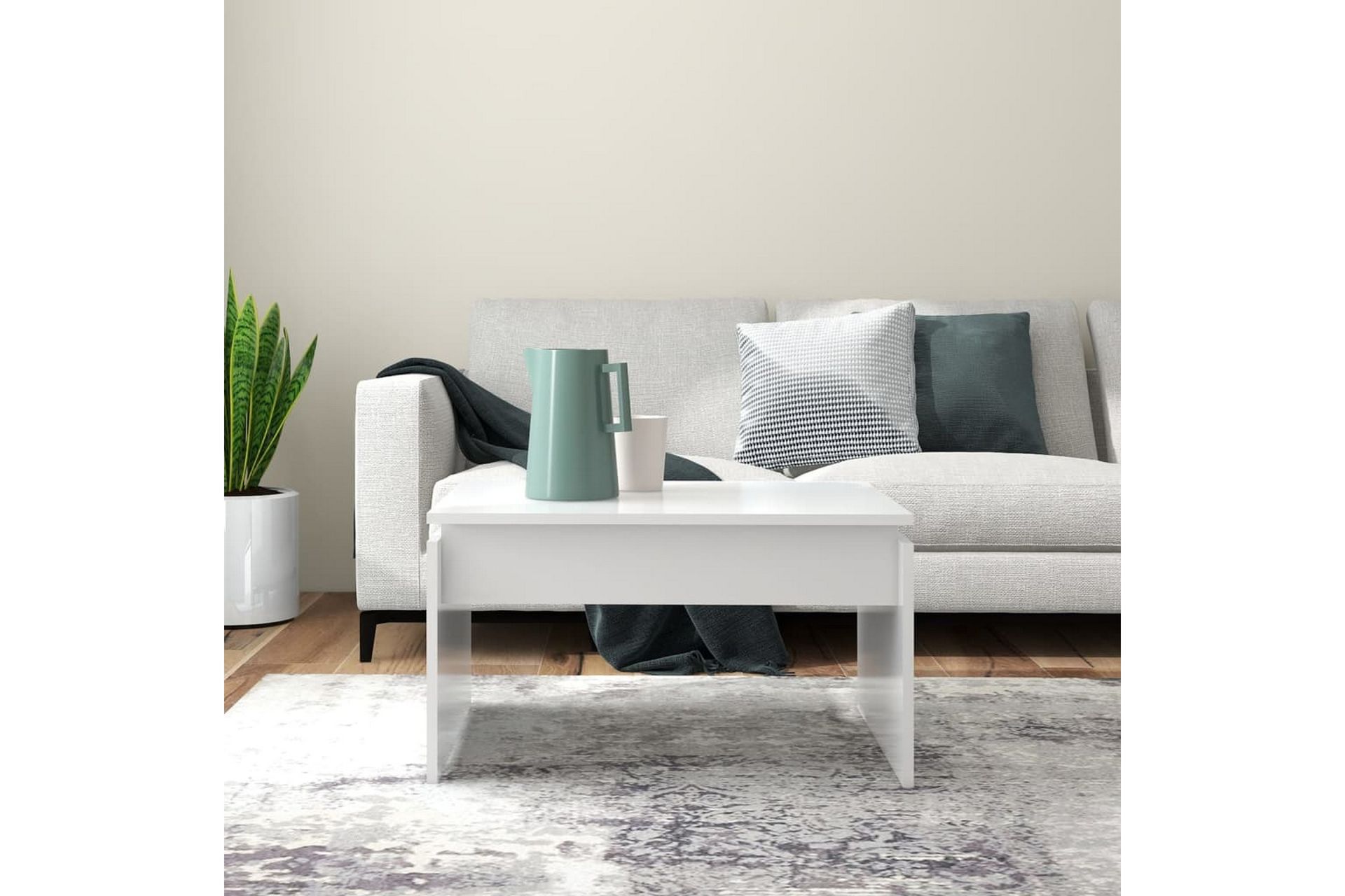 Salongbord hvit 68x50x38 cm sponplate - Hvit - Møbler - Bord - Sofabord