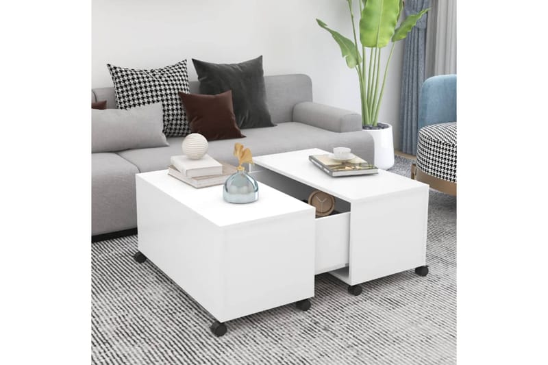 Salongbord hvit 75x75x38 cm sponplate - Hvit - Møbler - Bord - Sofabord