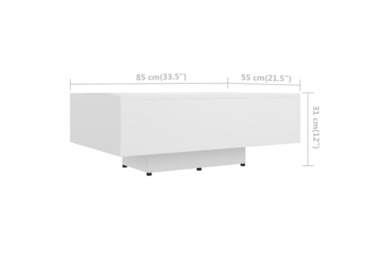 Salongbord hvit 85x55x31 cm sponplate - Hvit - Sofabord