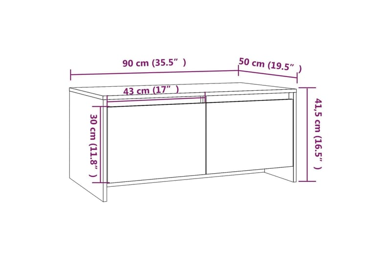Salongbord hvit 90x50x41,5 cm sponplate - Hvit - Møbler - Bord - Sofabord