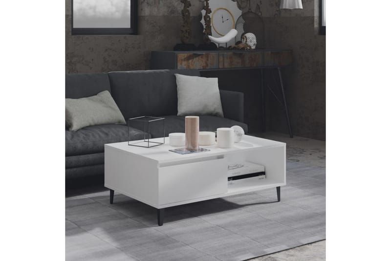 Salongbord hvit 90x60x35 cm sponplate - Hvit - Møbler - Bord - Sofabord