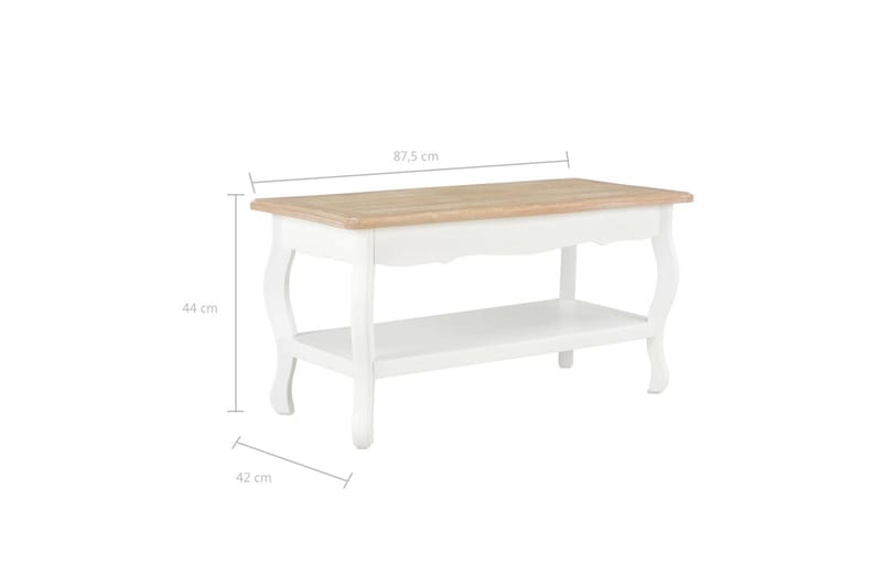 Salongbord hvit og brun 87,5x42x44 cm heltre furu - Hvit - Møbler - Bord - Sofabord