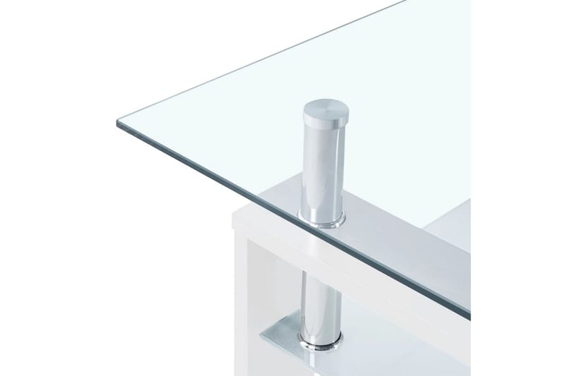 Salongbord hvit og gjennomsiktig 95x55x40 cm herdet glass - Hvit - Sofabord