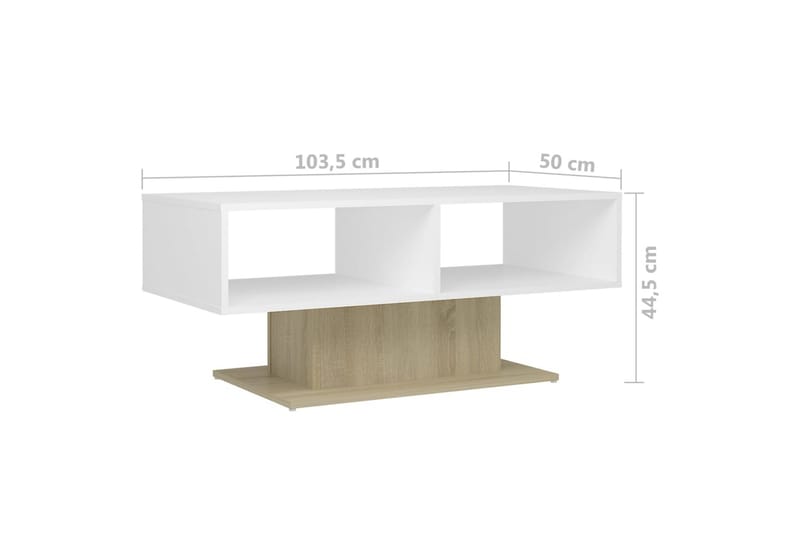 Salongbord hvit og sonoma eik 103,5x50x44,5 cm sponplate - Beige - Sofabord