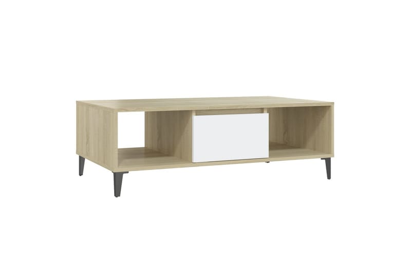 Salongbord hvit og sonoma eik 103,5x60x35 cm sponplate - Beige - Møbler - Bord - Sofabord