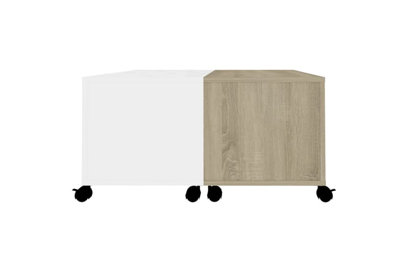 Salongbord hvit og sonoma eik 75x75x38 cm sponplate - Beige - Sofabord