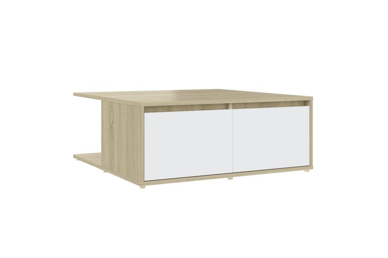 Salongbord hvit og sonoma eik 80x80x31 cm sponplate - Beige - Møbler - Bord - Sofabord
